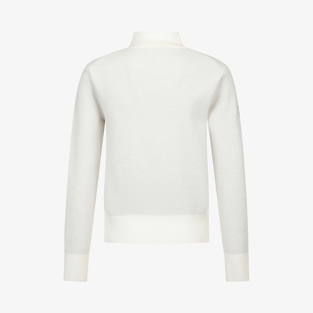 여성 사우스크로스 남해 헤리티지 드로잉 배색 카라 니트_아이보리