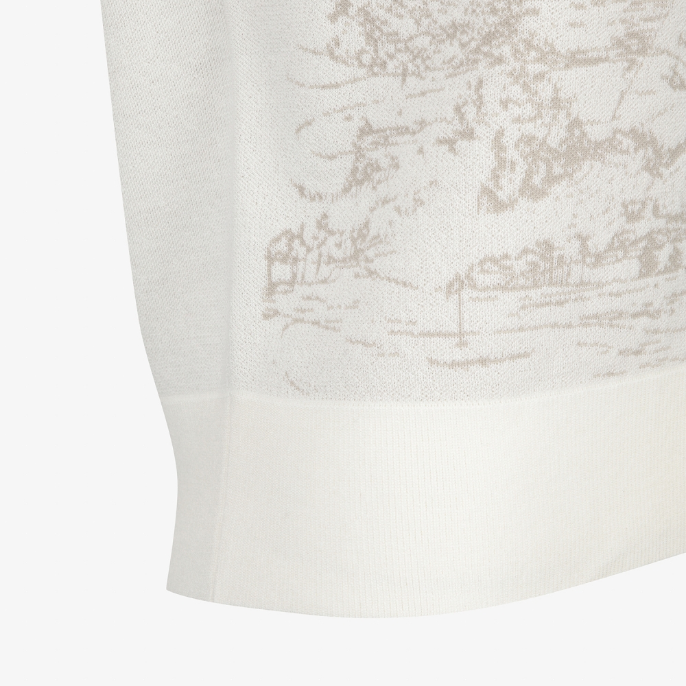 여성 사우스크로스 남해 헤리티지 드로잉 배색 카라 니트_아이보리