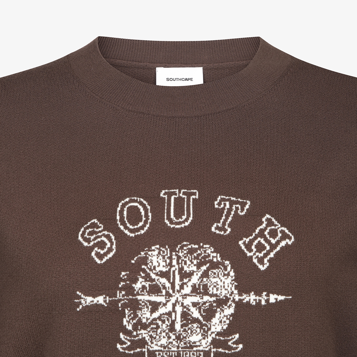 여성 사우스크로스 라운드넥 니트 풀오버_브라운