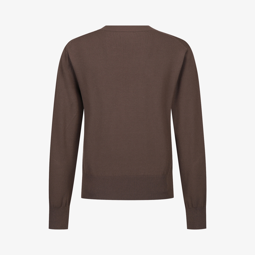 여성 사우스크로스 라운드넥 니트 풀오버_브라운