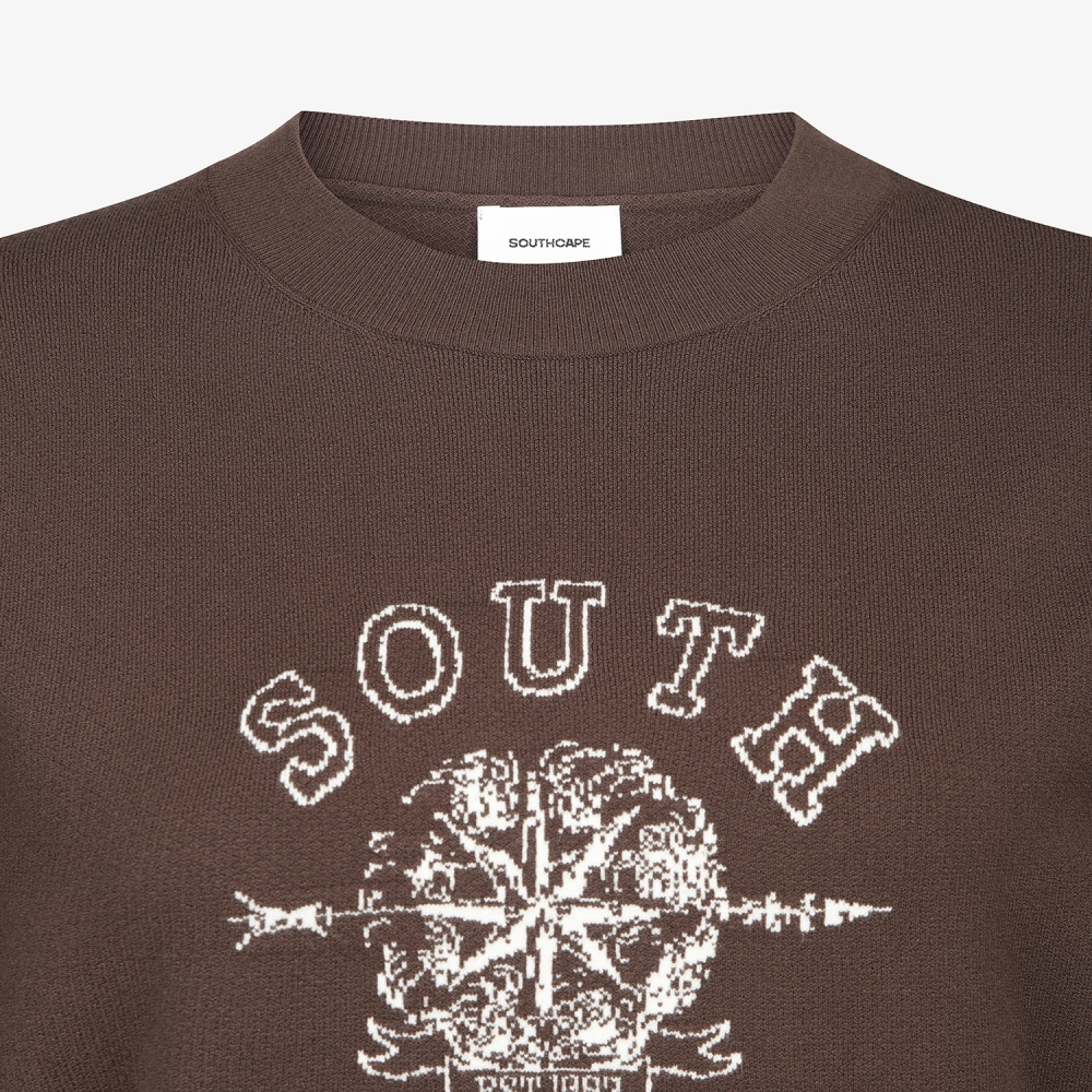 여성 사우스크로스 라운드넥 니트 풀오버_브라운