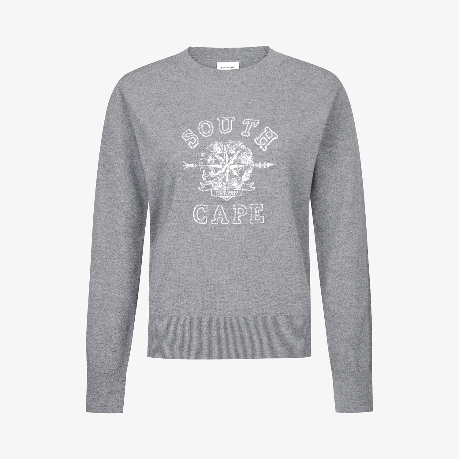 여성 사우스크로스 라운드넥 니트 풀오버_그레이