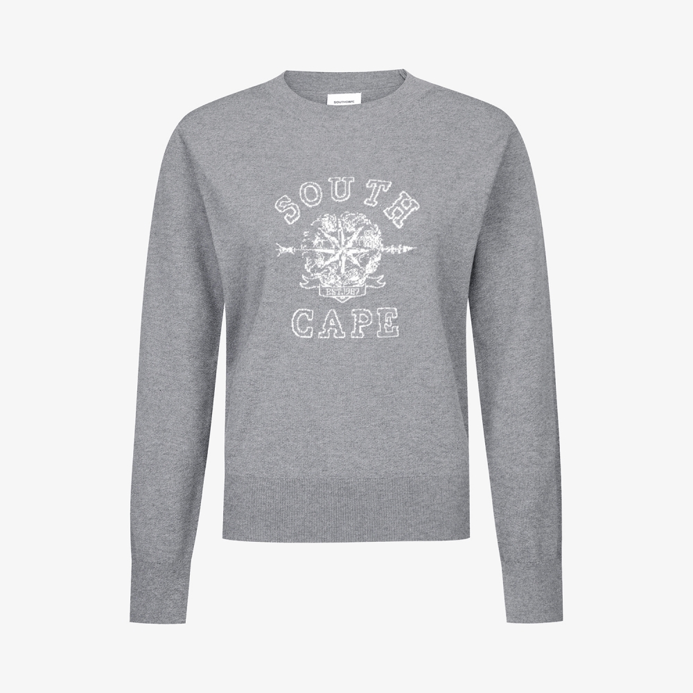 여성 사우스크로스 라운드넥 니트 풀오버_그레이