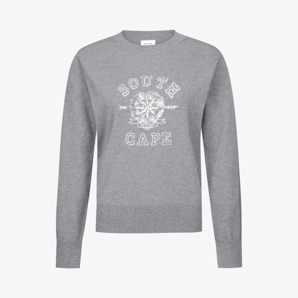 여성 사우스크로스 라운드넥 니트 풀오버_그레이