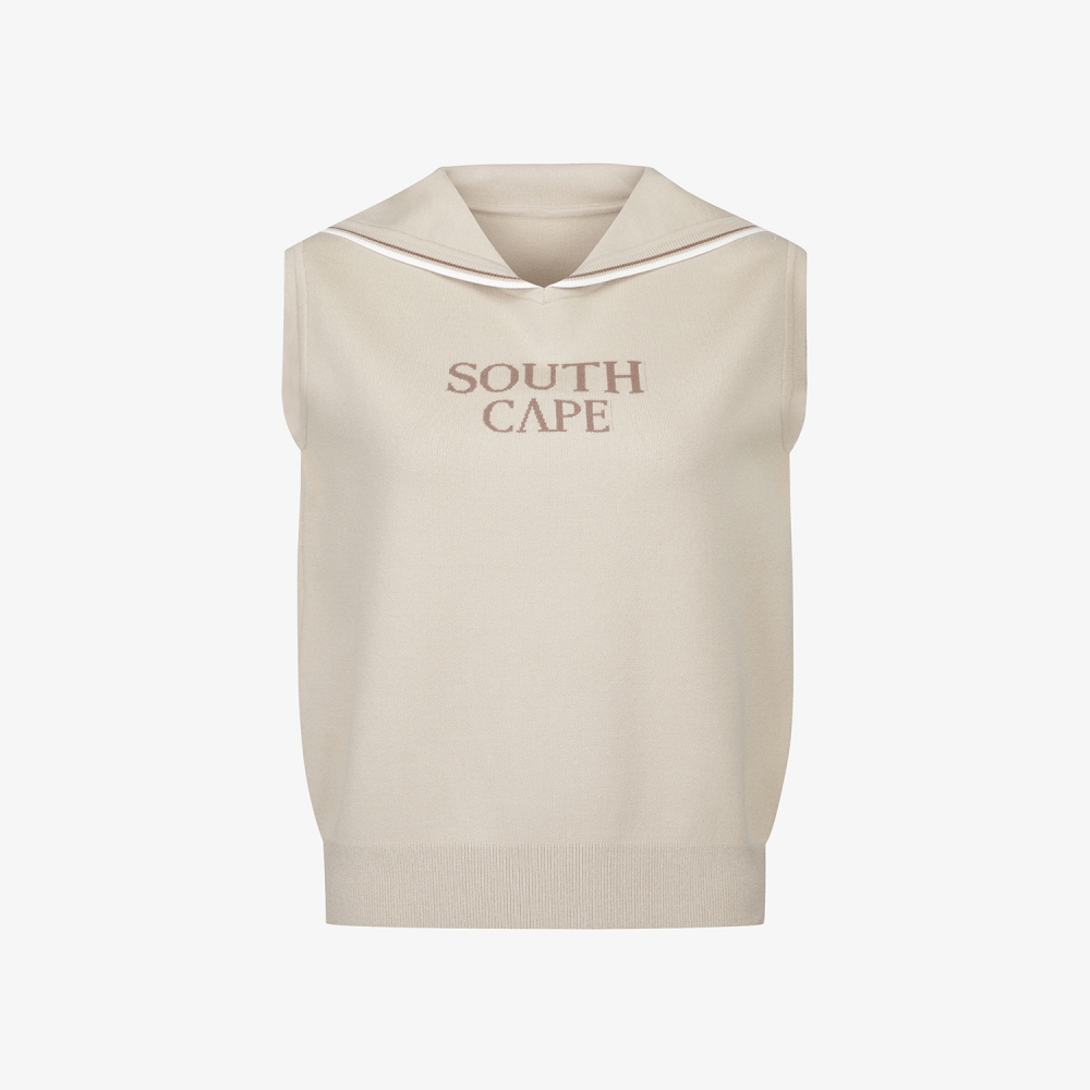 여성 사우스크로스 세일러 카라 니트 베스트_베이지