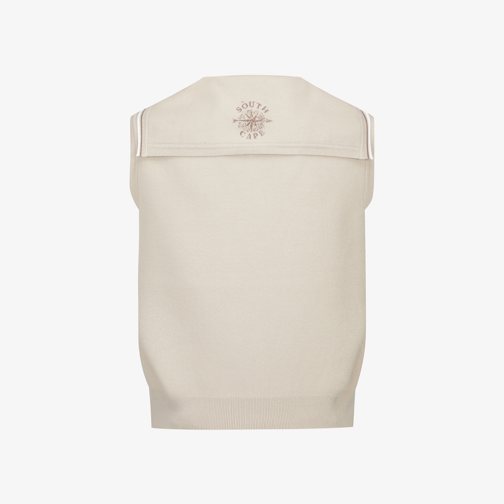 여성 사우스크로스 세일러 카라 니트 베스트_베이지