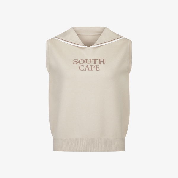 여성 사우스크로스 세일러 카라 니트 베스트_베이지