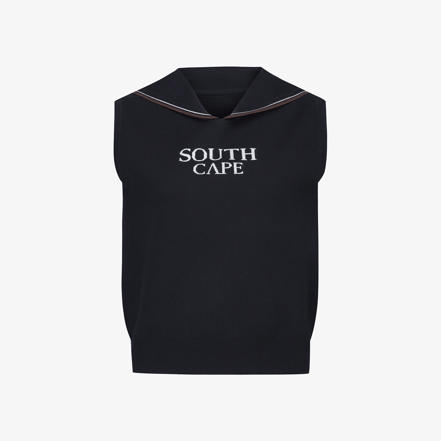 여성 사우스크로스 세일러 카라 니트 베스트_네이비