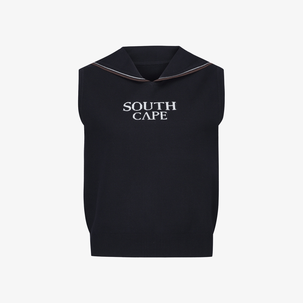 여성 사우스크로스 세일러 카라 니트 베스트_네이비