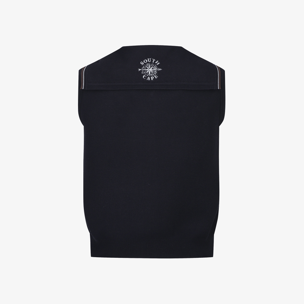 여성 사우스크로스 세일러 카라 니트 베스트_네이비