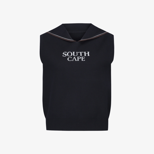 여성 사우스크로스 세일러 카라 니트 베스트_네이비