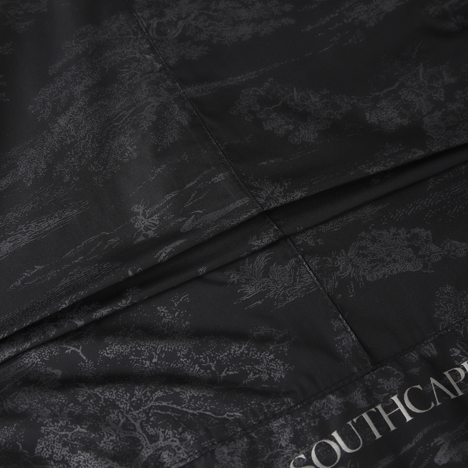 사우스케이프 여성 남해 헤리티지 프린트 크롭 후드 윈드브레이커_블랙