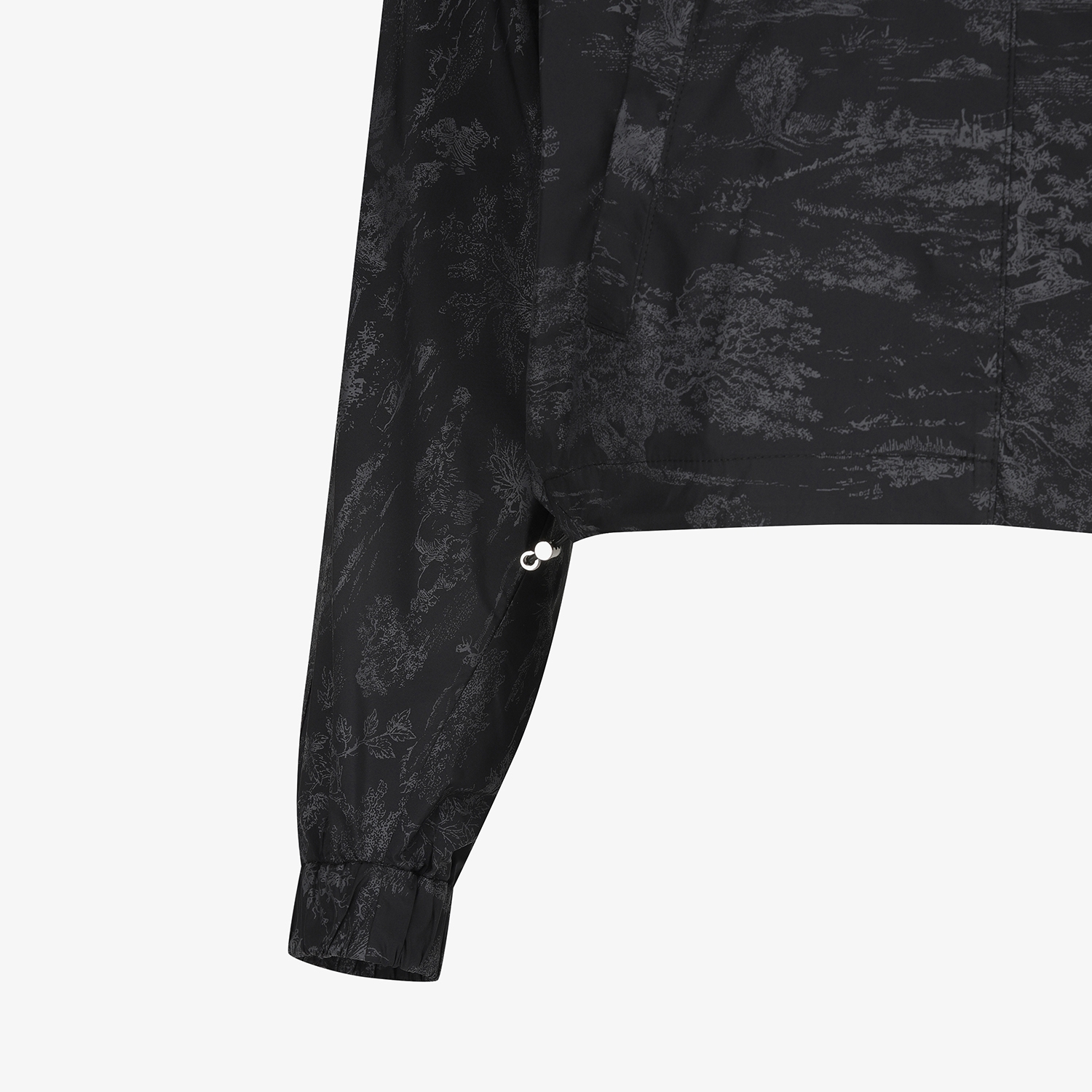 사우스케이프 여성 남해 헤리티지 프린트 크롭 후드 윈드브레이커_블랙