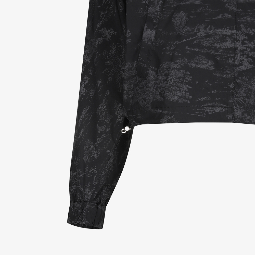 사우스케이프 여성 남해 헤리티지 프린트 크롭 후드 윈드브레이커_블랙