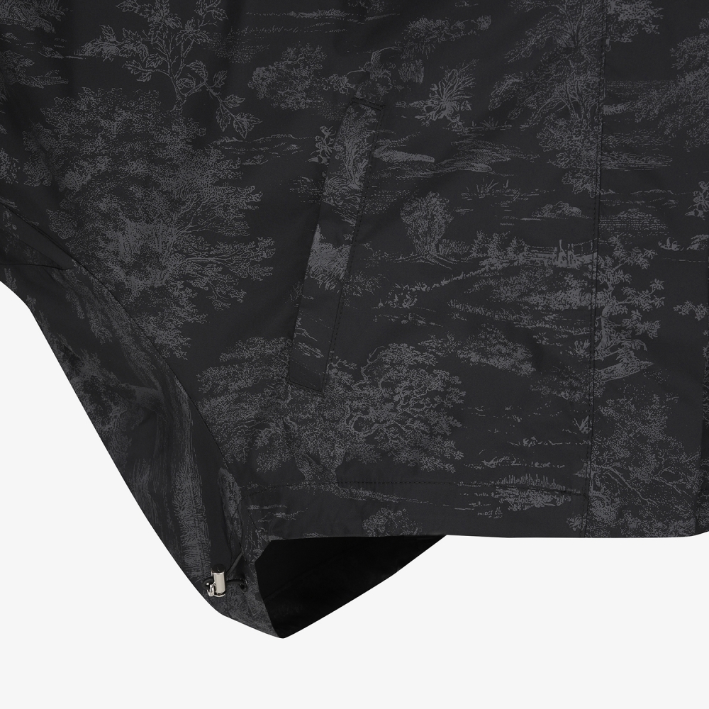 사우스케이프 여성 남해 헤리티지 프린트 크롭 후드 윈드브레이커_블랙