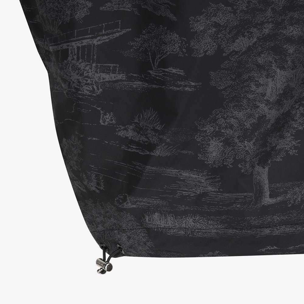 사우스케이프 여성 남해 헤리티지 프린트 크롭 후드 윈드브레이커_블랙