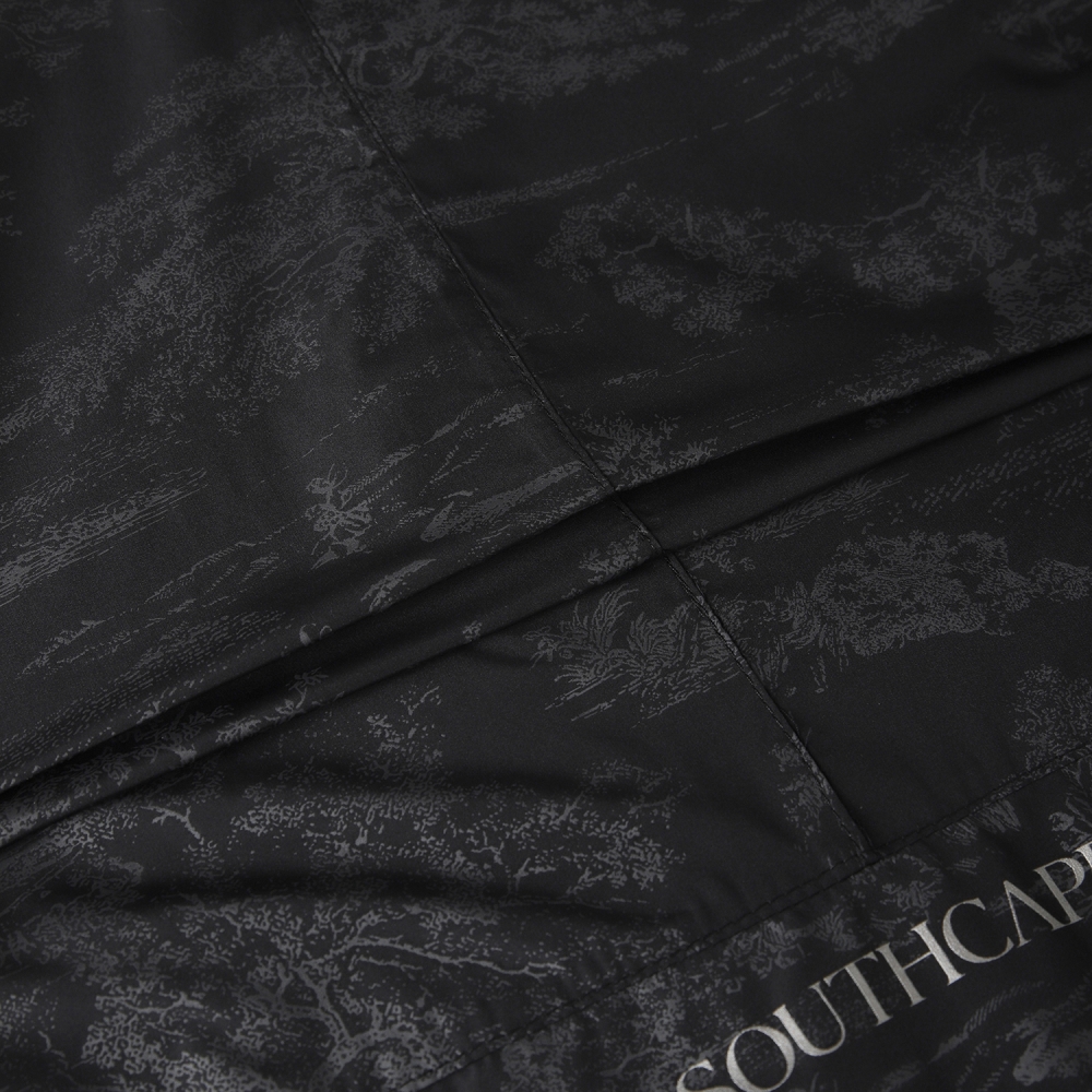 사우스케이프 여성 남해 헤리티지 프린트 크롭 후드 윈드브레이커_블랙