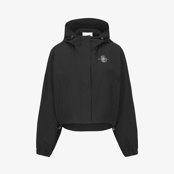 여성 사우스크로스 오버핏 크롭 후드 윈드브레이커_블랙