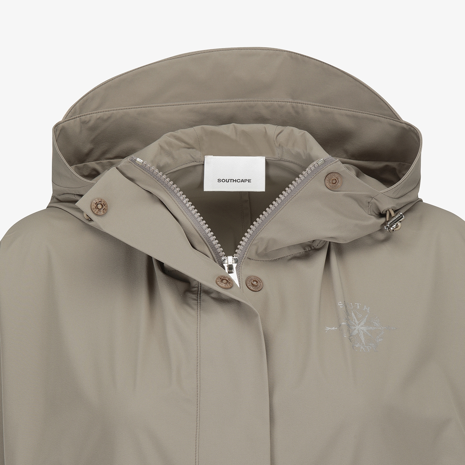 여성 사우스크로스 오버핏 크롭 후드 윈드브레이커_카키 베이지