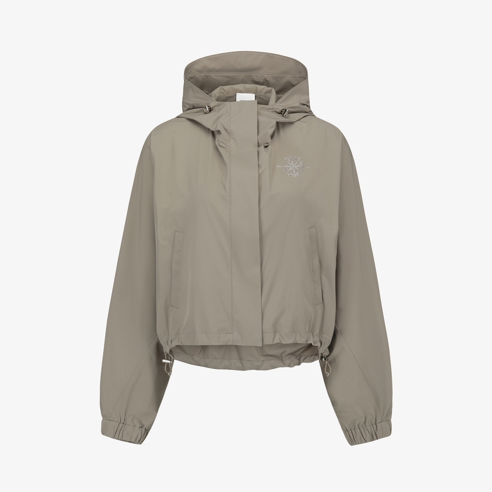 여성 사우스크로스 오버핏 크롭 후드 윈드브레이커_카키 베이지