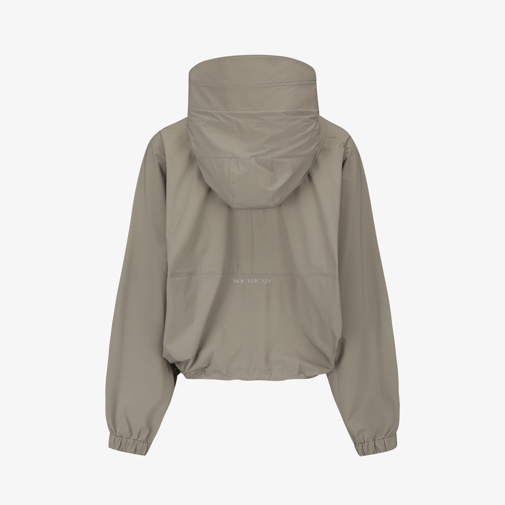 여성 사우스크로스 오버핏 크롭 후드 윈드브레이커_카키 베이지