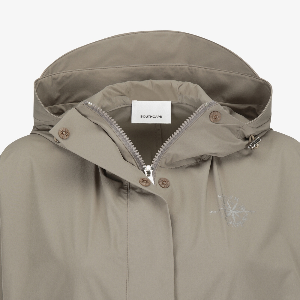 여성 사우스크로스 오버핏 크롭 후드 윈드브레이커_카키 베이지