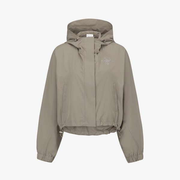 여성 사우스크로스 오버핏 크롭 후드 윈드브레이커_카키 베이지
