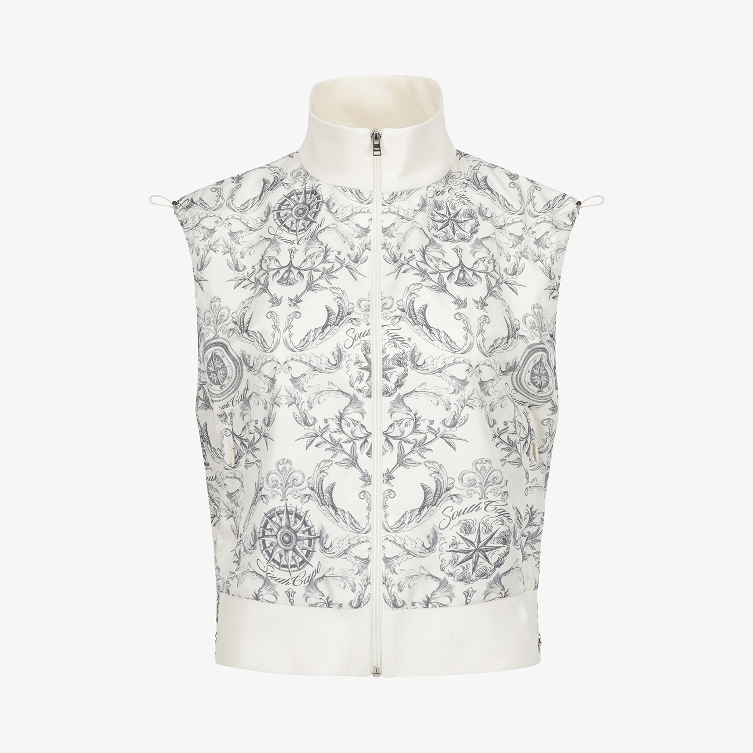 여성 사우스크로스 하이넥 풀집업 베스트_크림