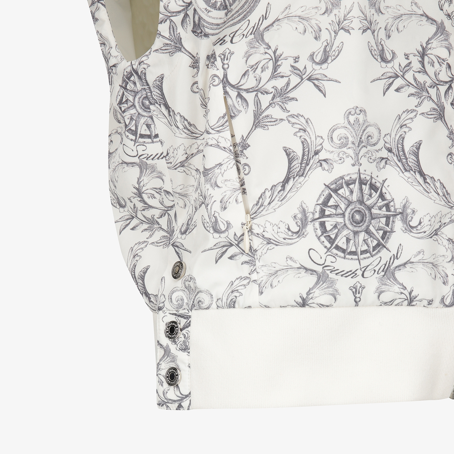 여성 사우스크로스 하이넥 풀집업 베스트_크림