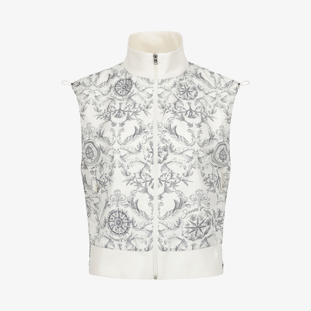 여성 사우스크로스 하이넥 풀집업 베스트_크림