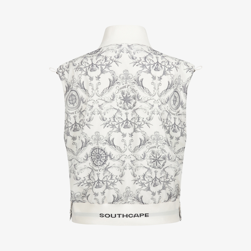 여성 사우스크로스 하이넥 풀집업 베스트_크림