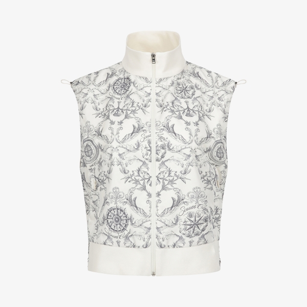 여성 사우스크로스 하이넥 풀집업 베스트_크림