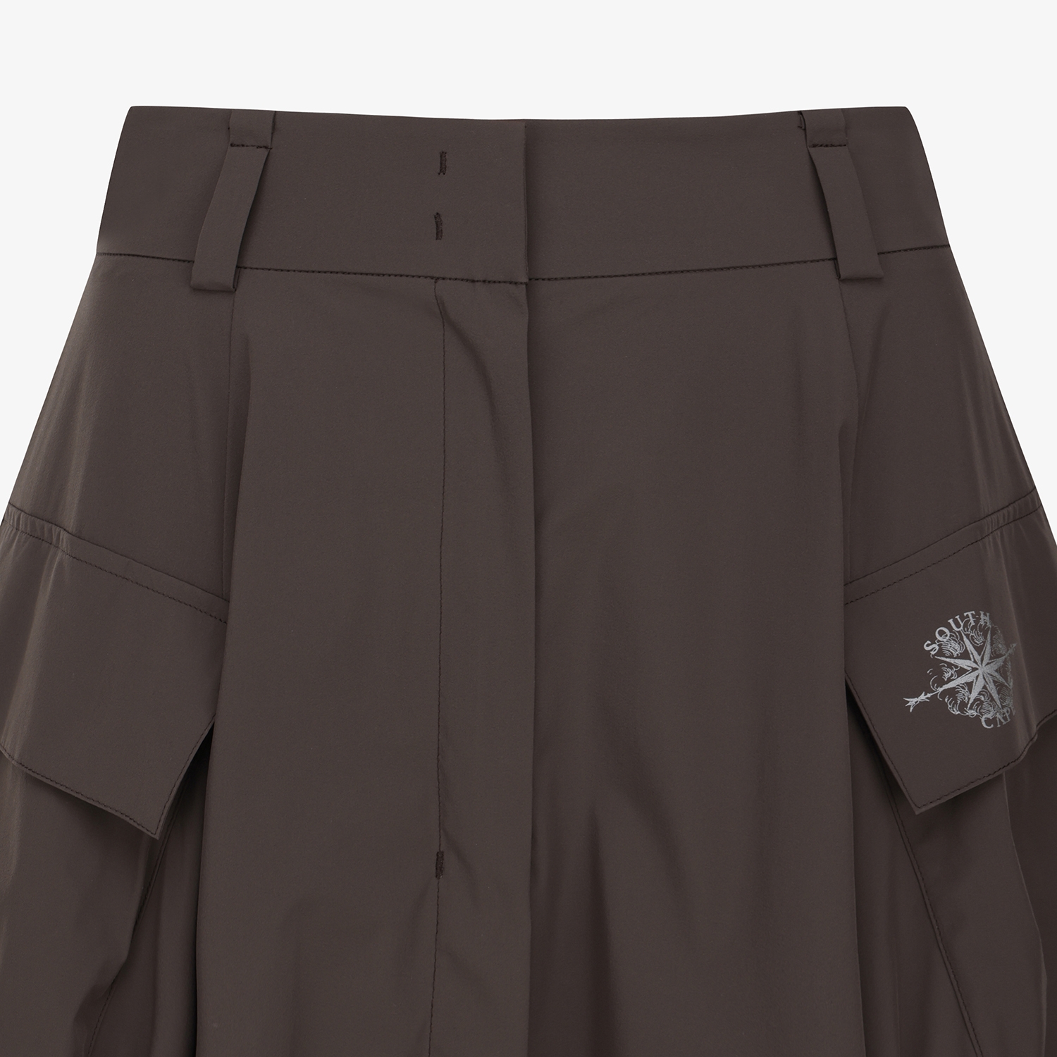 여성 사우스크로스 아웃 포켓 롱 스커트_브라운