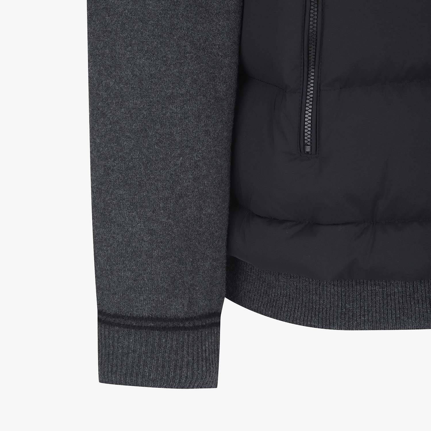 남성 사우스크로스 하이브리드 니트 다운 점퍼_블랙