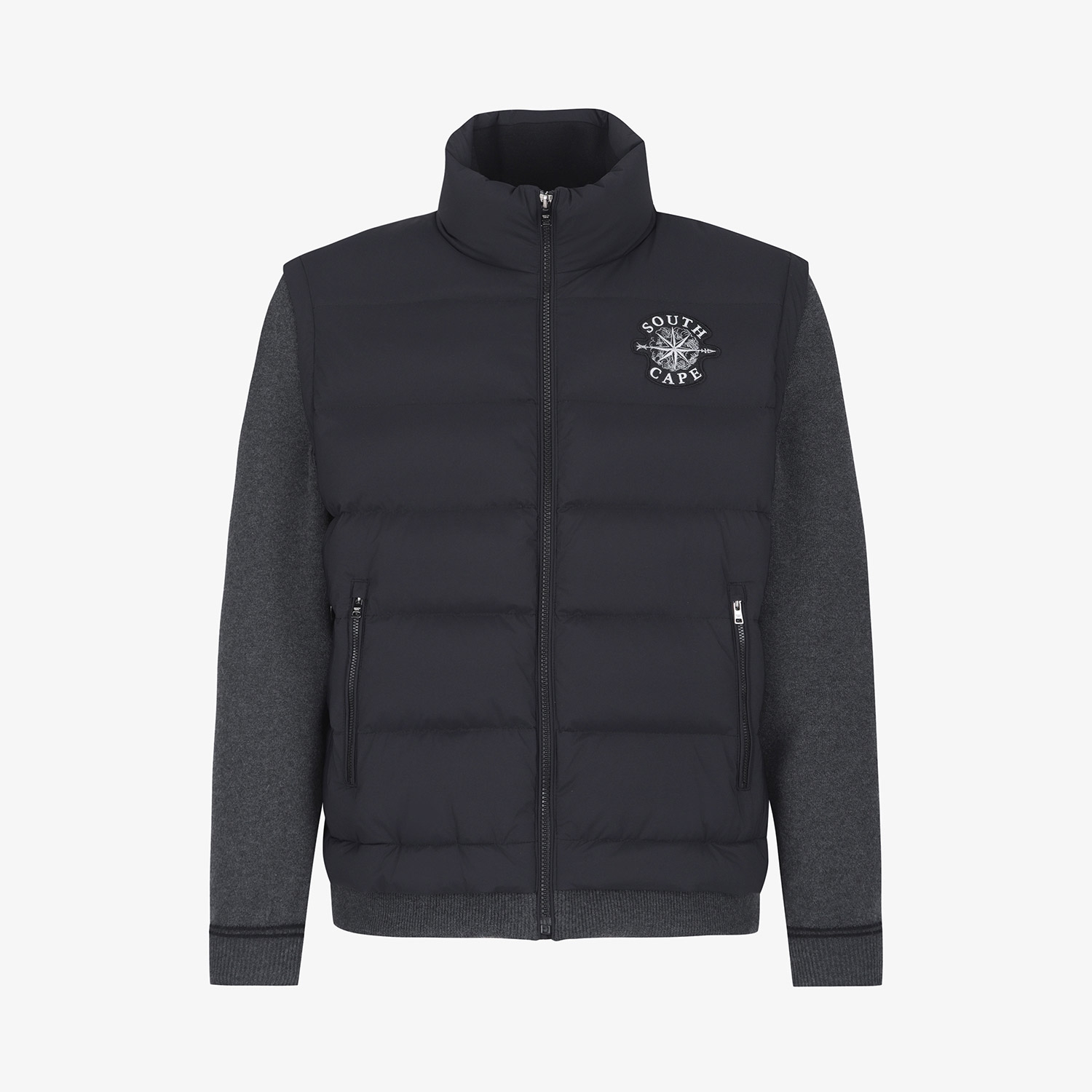 남성 사우스크로스 하이브리드 니트 다운 점퍼_블랙