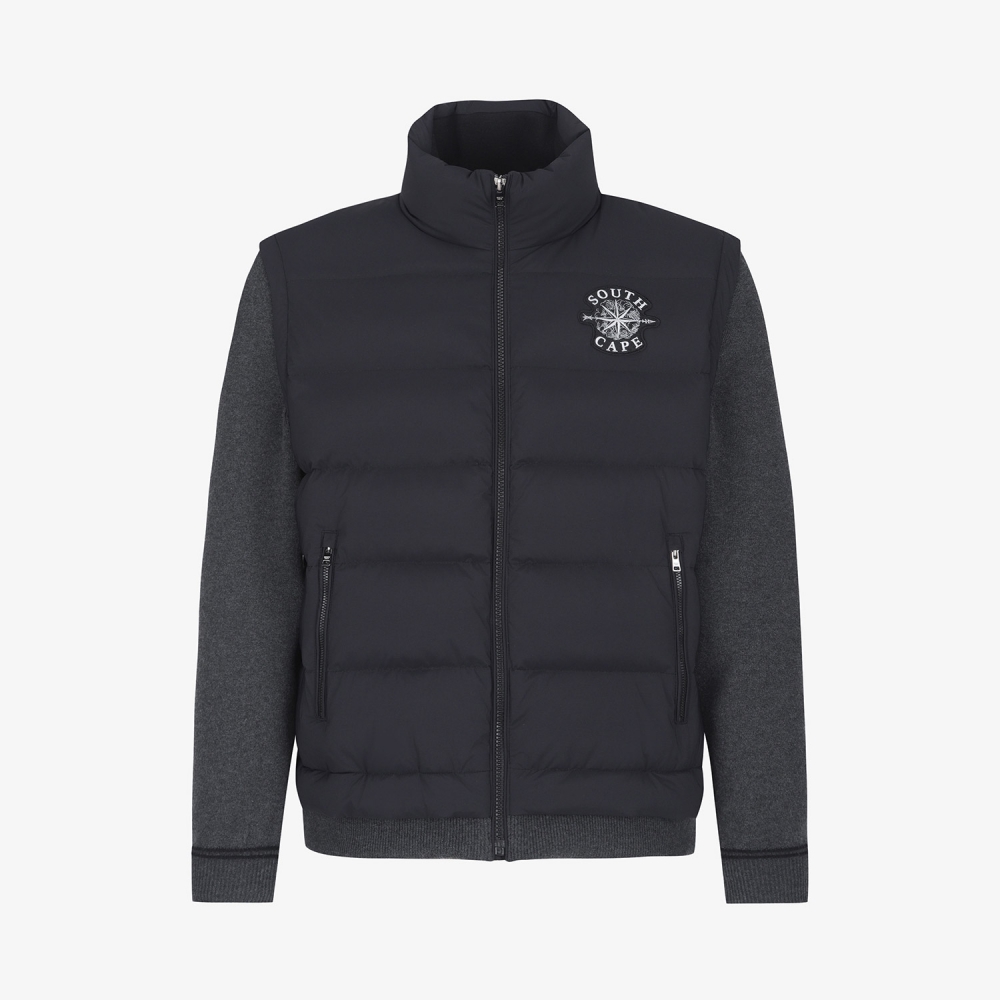 남성 사우스크로스 하이브리드 니트 다운 점퍼_블랙