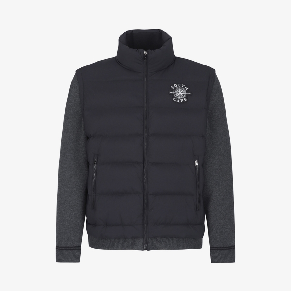 남성 사우스크로스 하이브리드 니트 다운 점퍼_블랙
