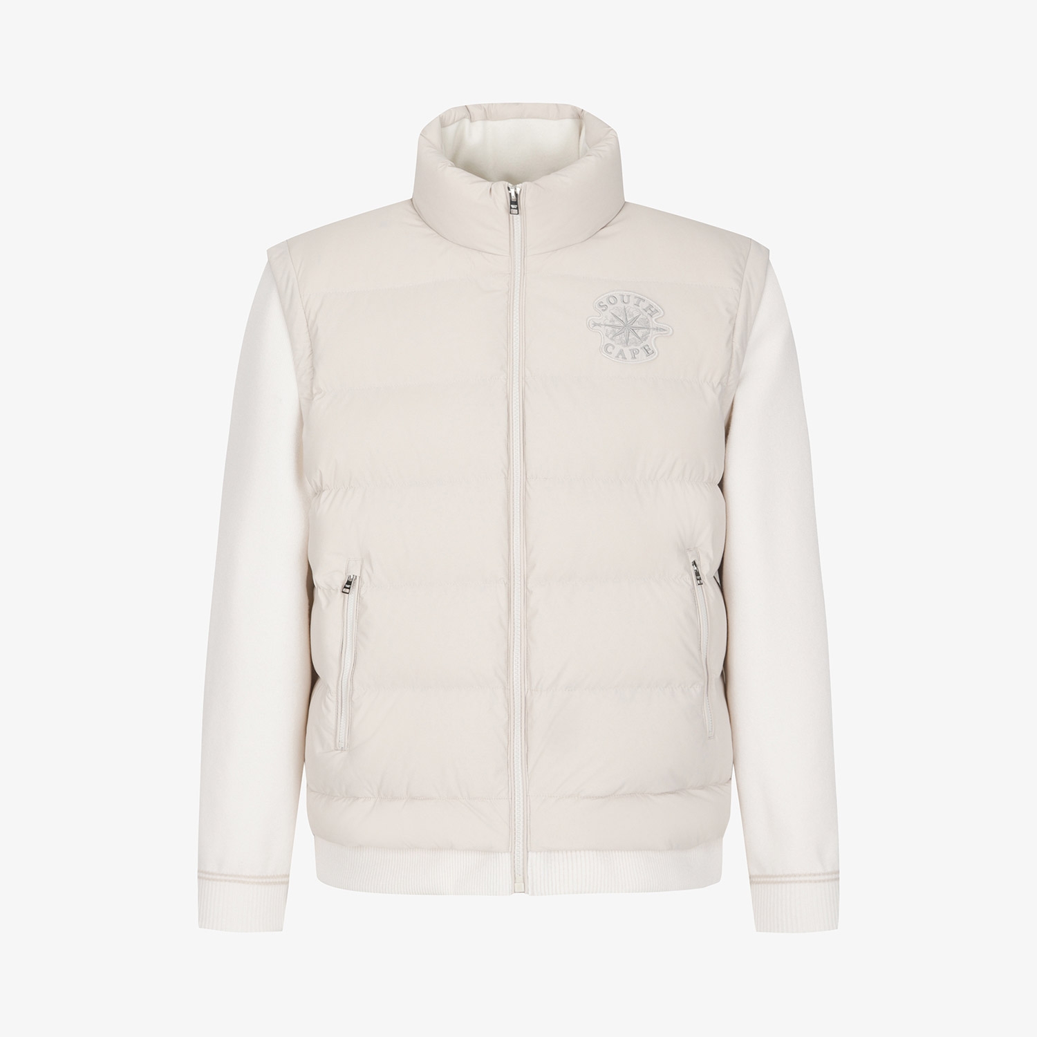 남성 사우스크로스 하이브리드 니트 다운 점퍼_라이트 베이지