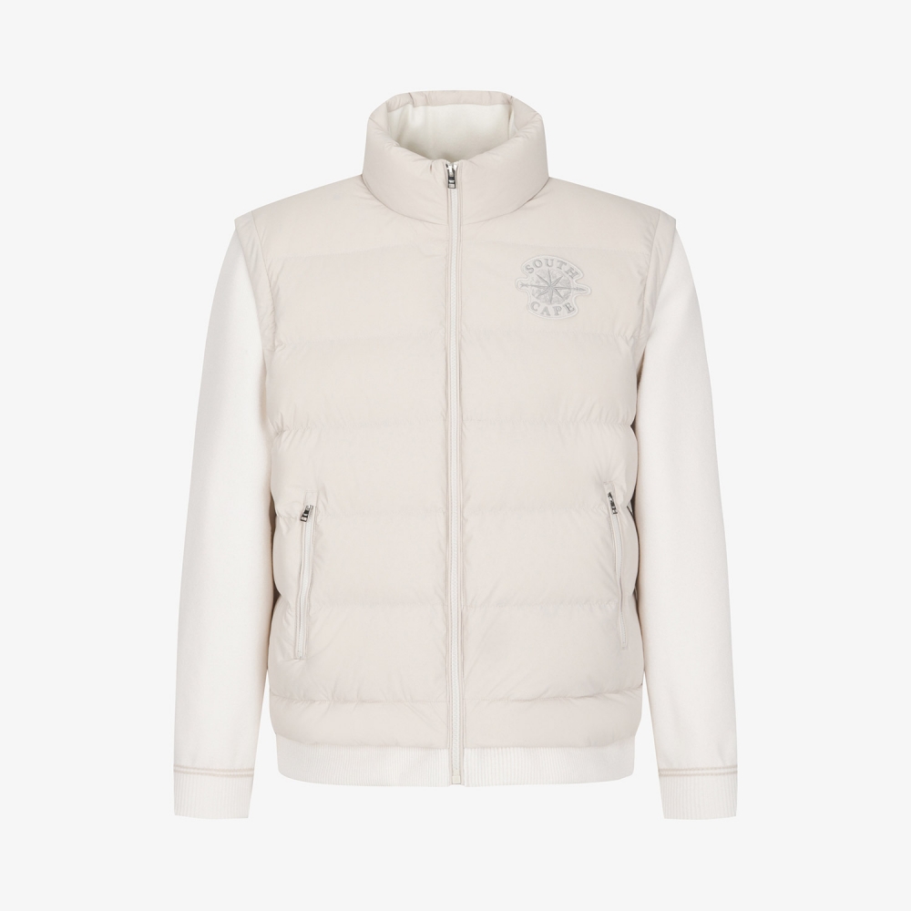 남성 사우스크로스 하이브리드 니트 다운 점퍼_라이트 베이지