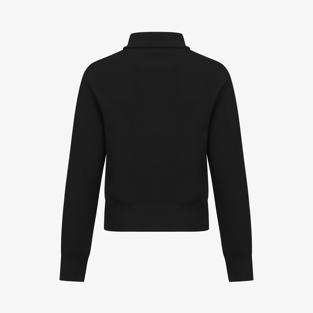 여성 사우스크로스 하이넥 하프집 니트 풀오버_블랙