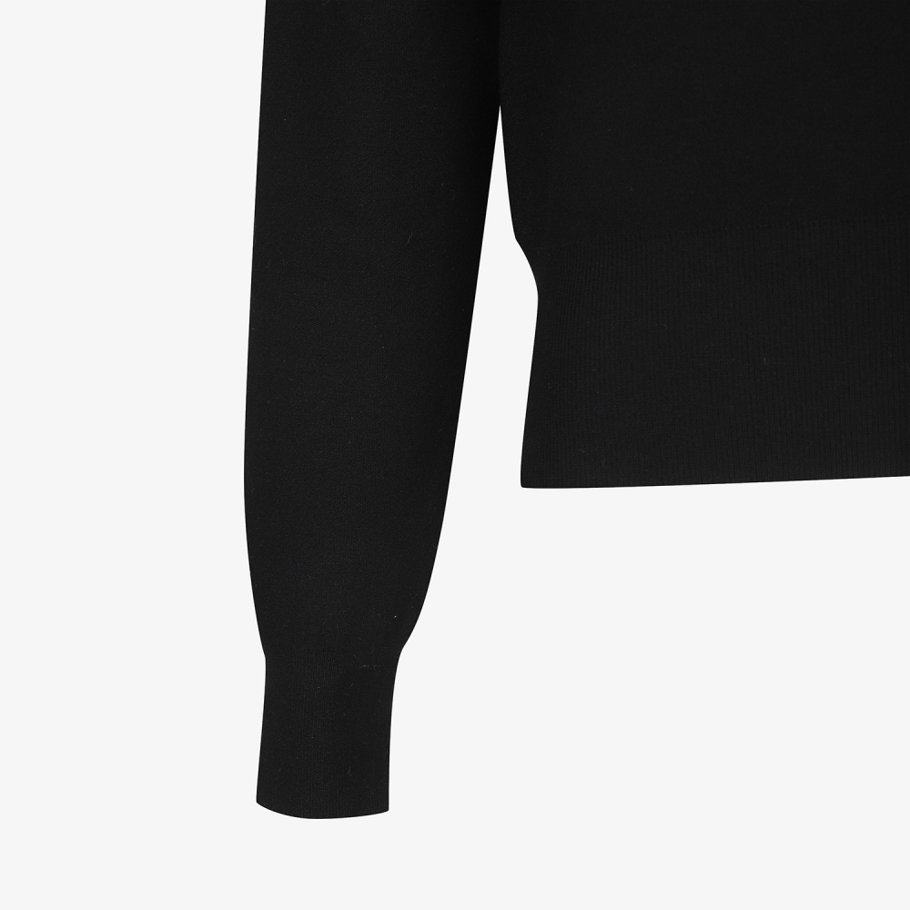 여성 사우스크로스 하이넥 하프집 니트 풀오버_블랙