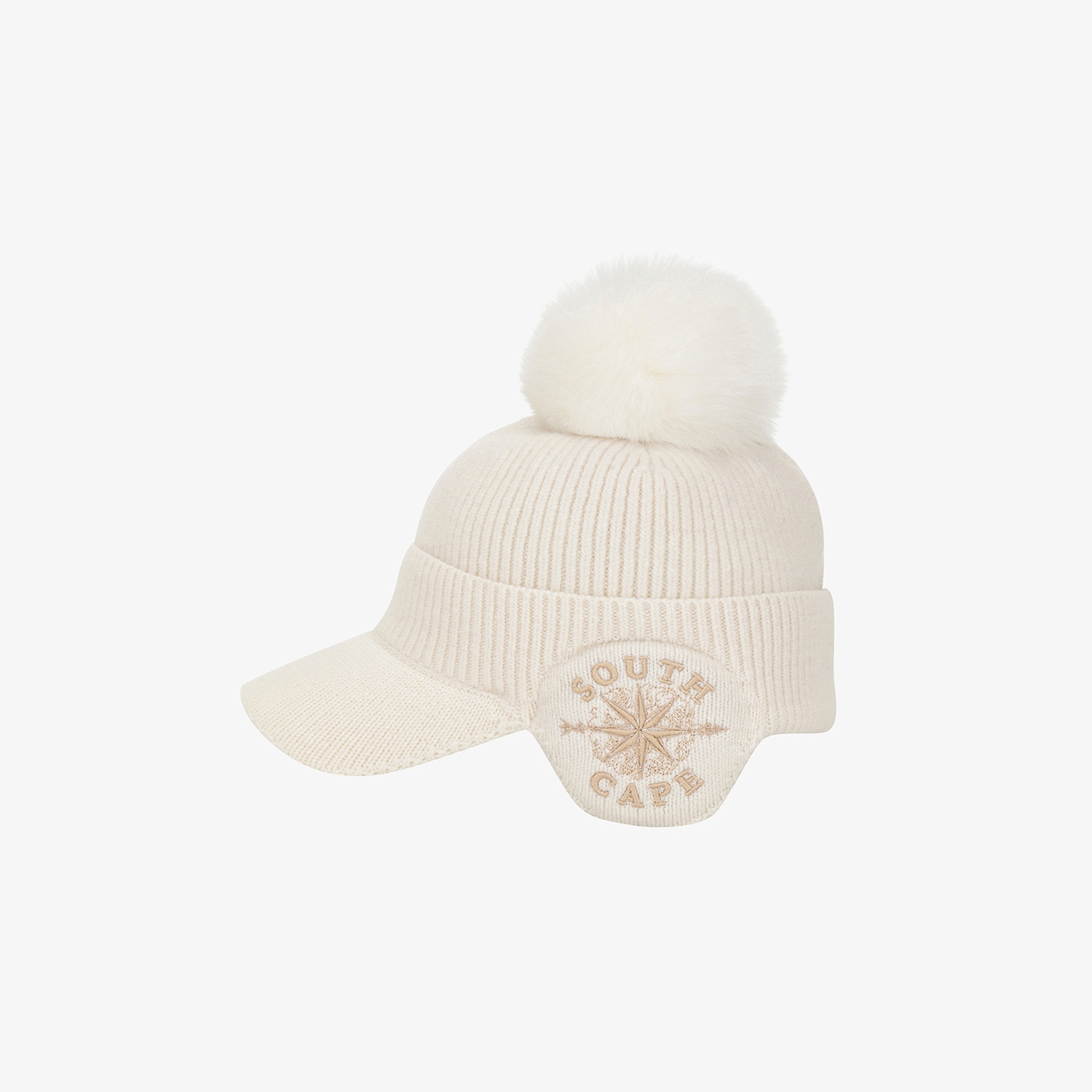 여성 사우스크로스 이어머프 니트 볼캡_아이보리
