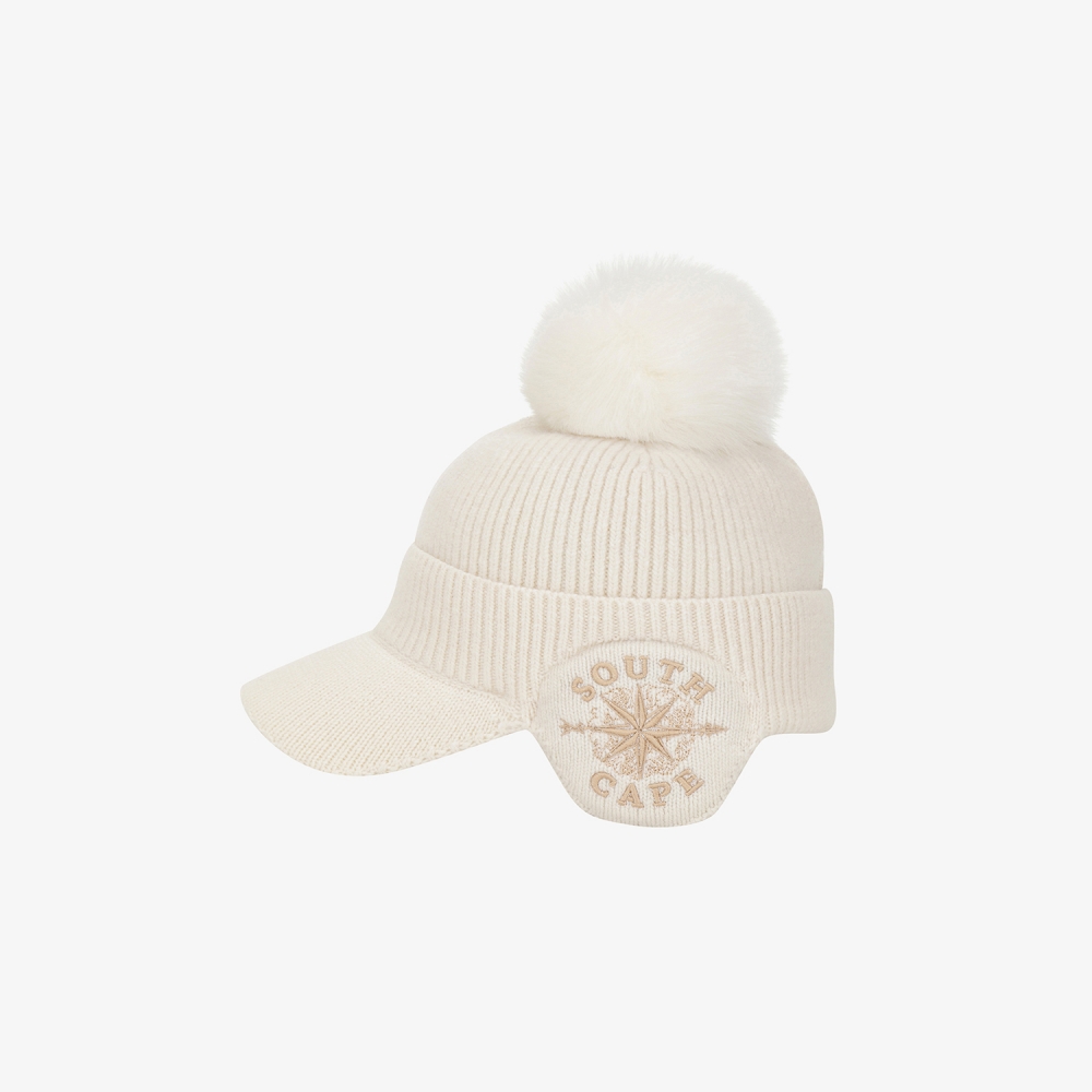 여성 사우스크로스 이어머프 니트 볼캡_아이보리