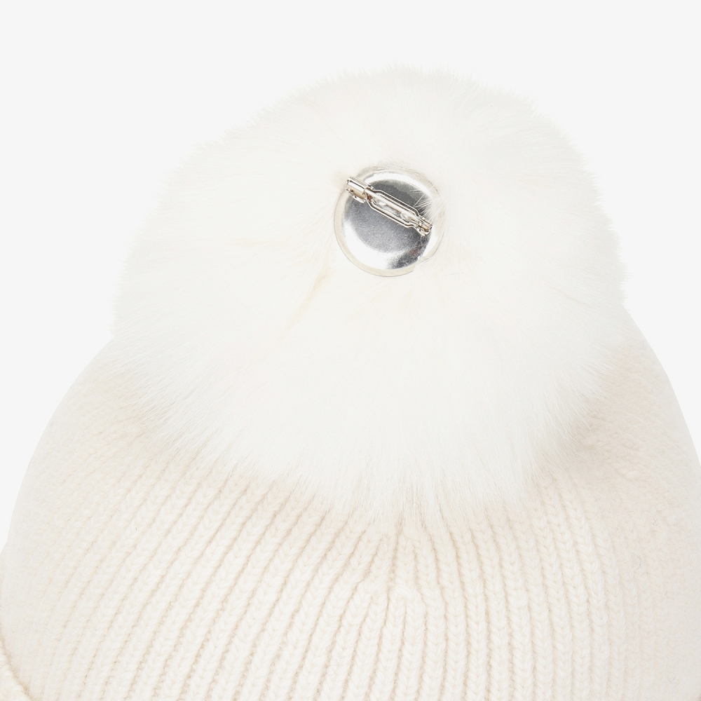 여성 사우스크로스 이어머프 니트 볼캡_아이보리