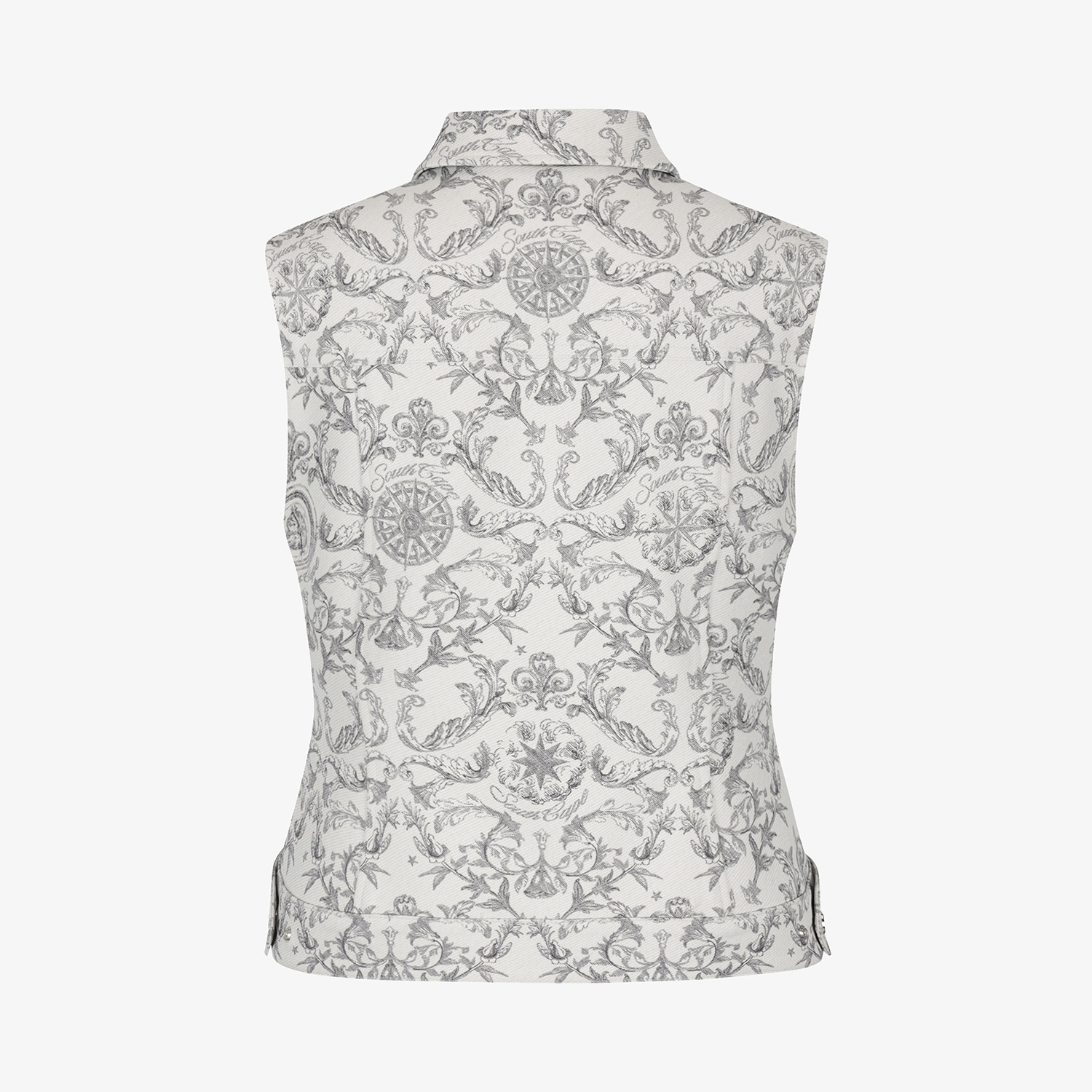 여성 사우스크로스 자카드 카라 베스트_아이보리