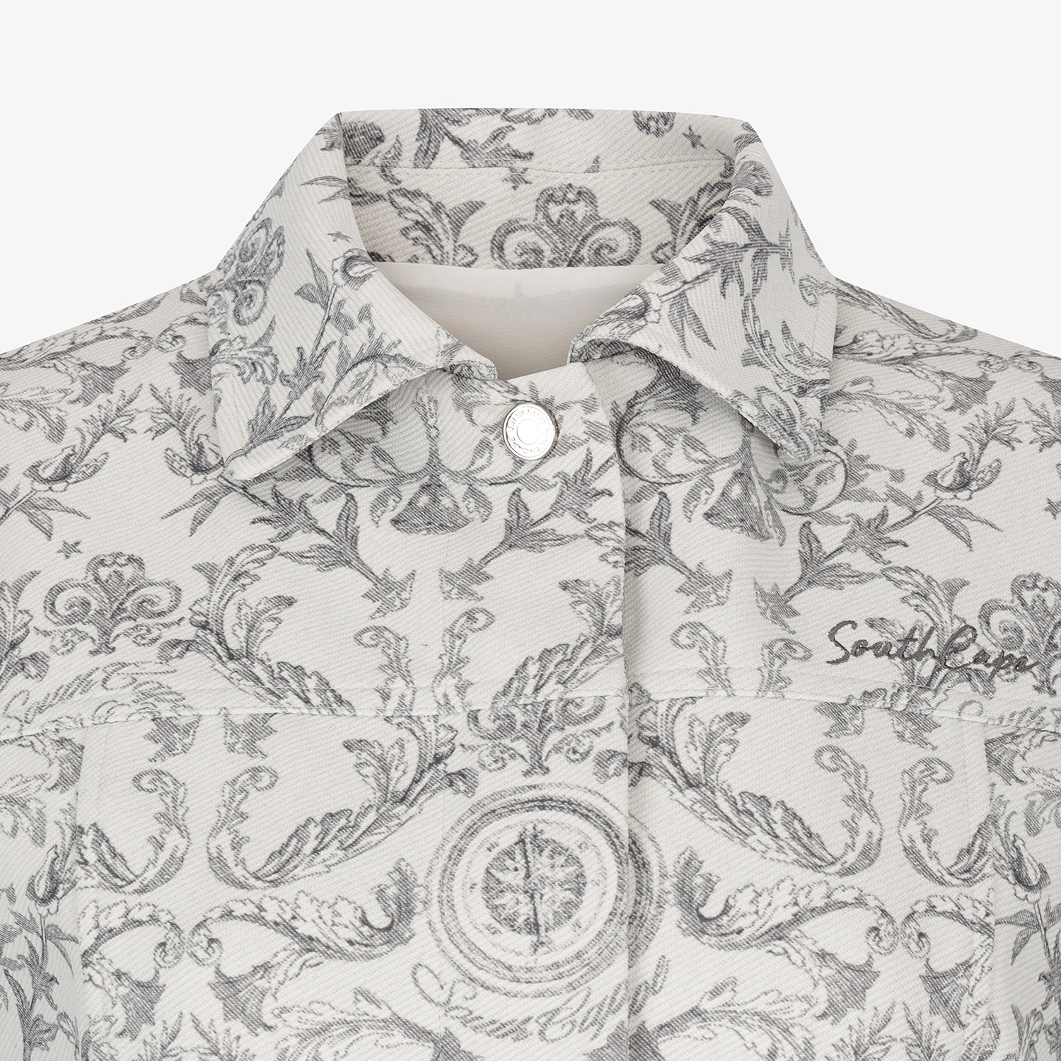 여성 사우스크로스 자카드 카라 베스트_아이보리