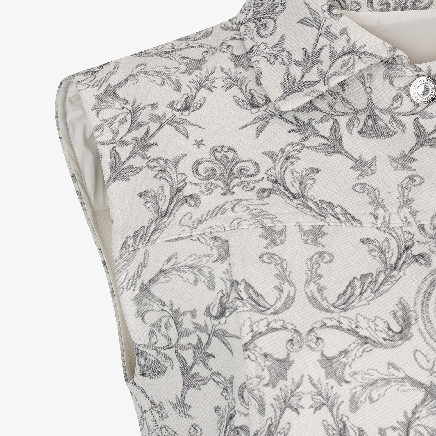 여성 사우스크로스 자카드 카라 베스트_아이보리