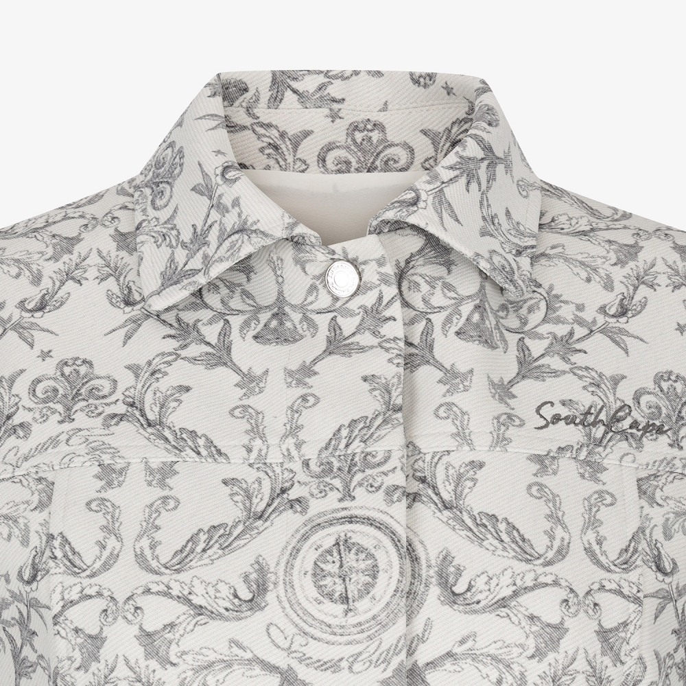 여성 사우스크로스 자카드 카라 베스트_아이보리