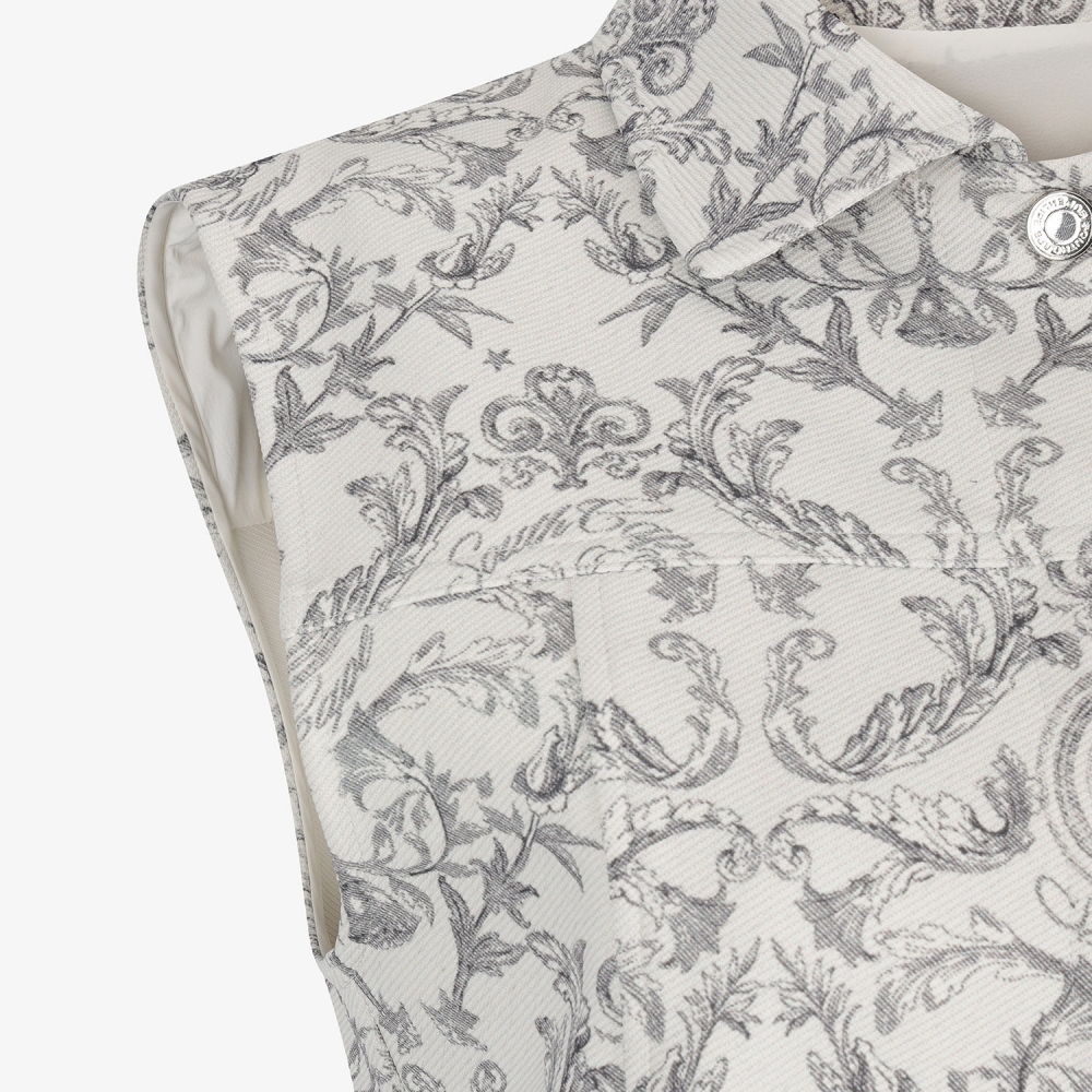 여성 사우스크로스 자카드 카라 베스트_아이보리