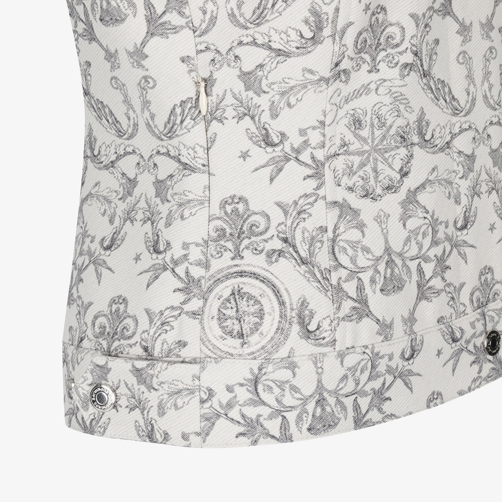 여성 사우스크로스 자카드 카라 베스트_아이보리